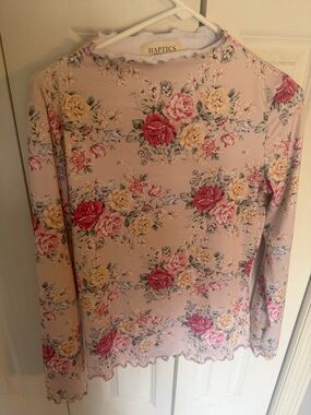 Haptics Women's Pink Floral Long-Sleeve Top